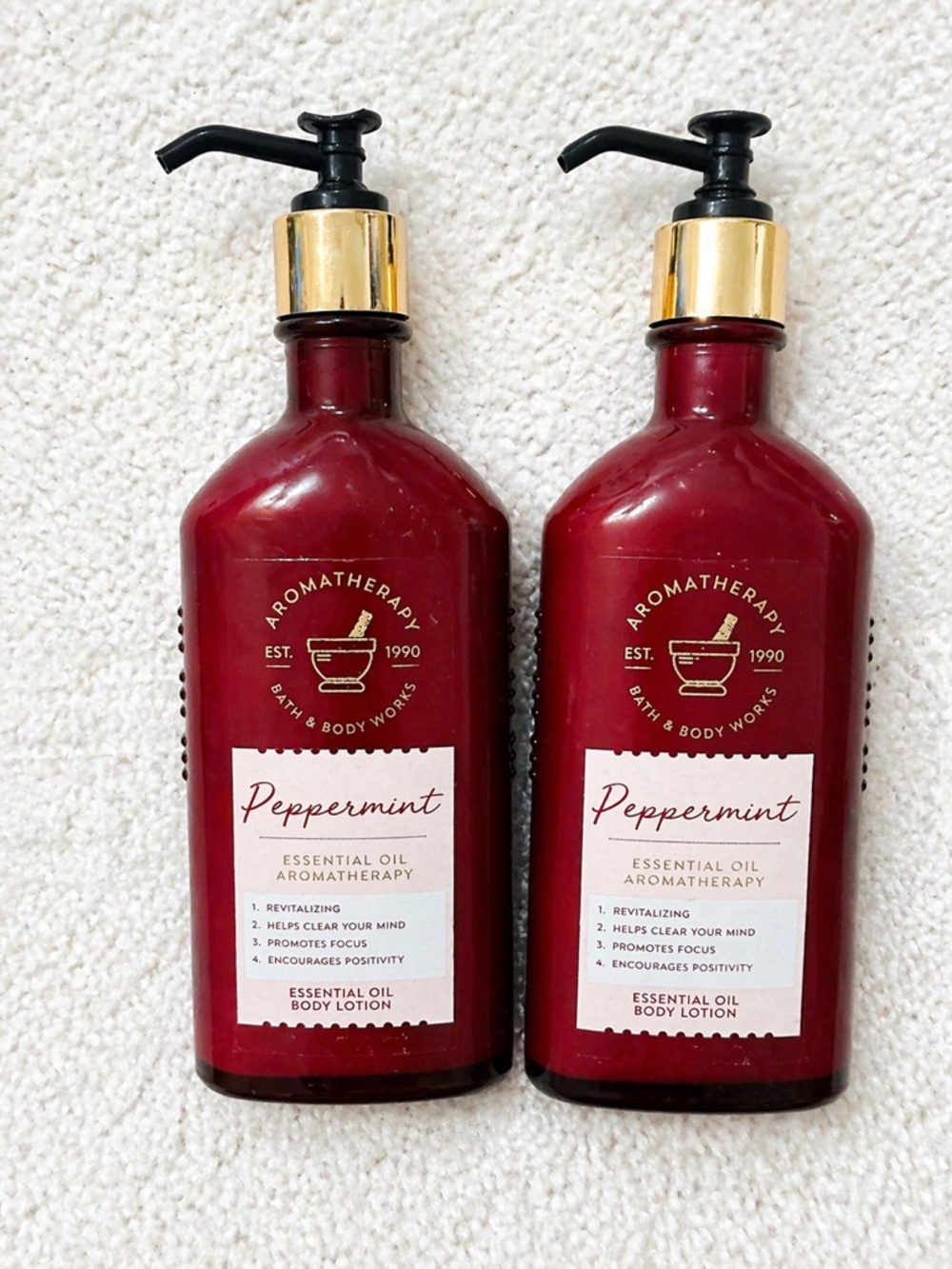 Bath & Body Works Aromatherapy Peppermint Body Lotion Set of 2 Discontinued